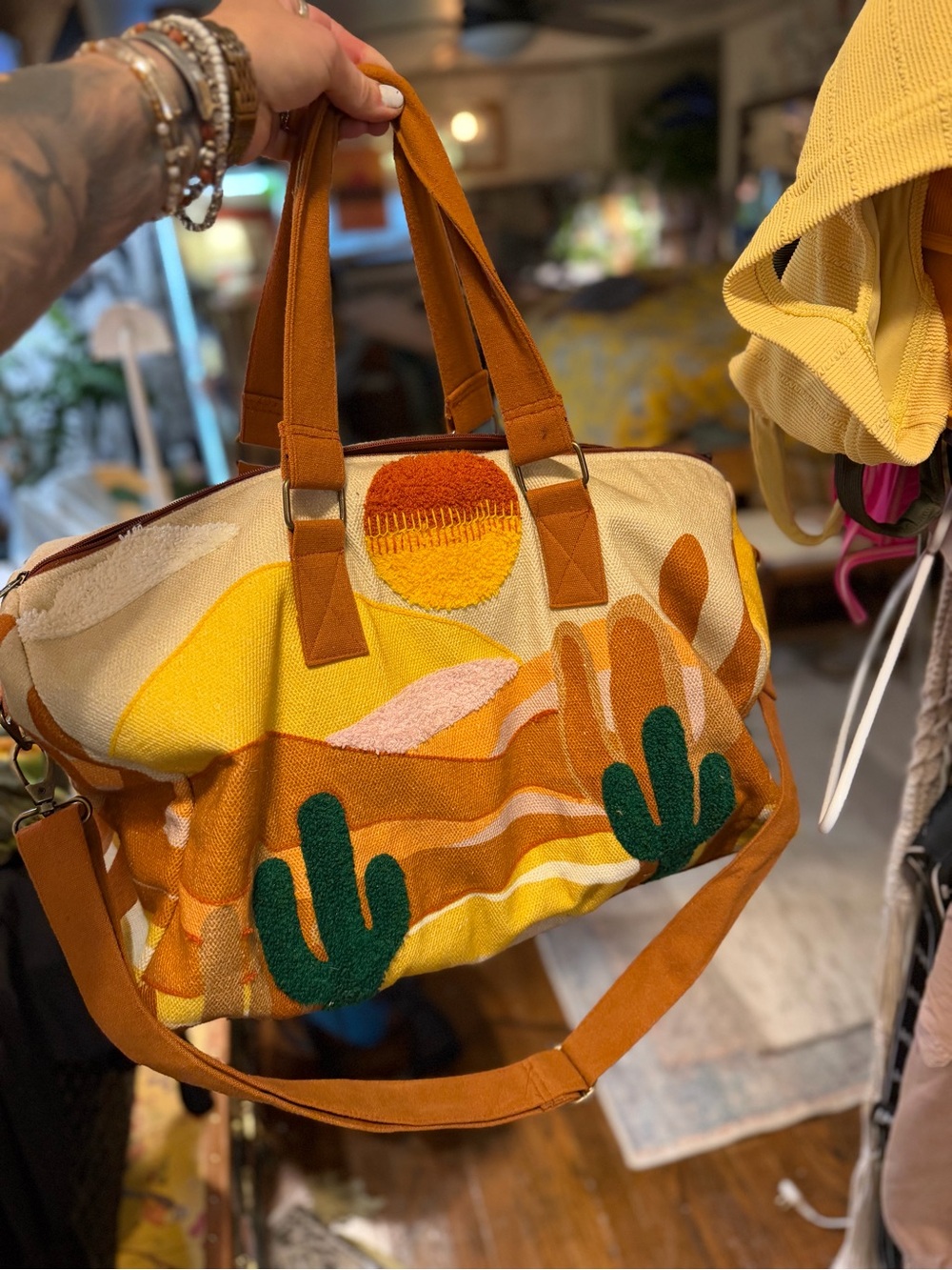 Panache Sunset Desert Weekender Bag in Mustard, Tan and Green
